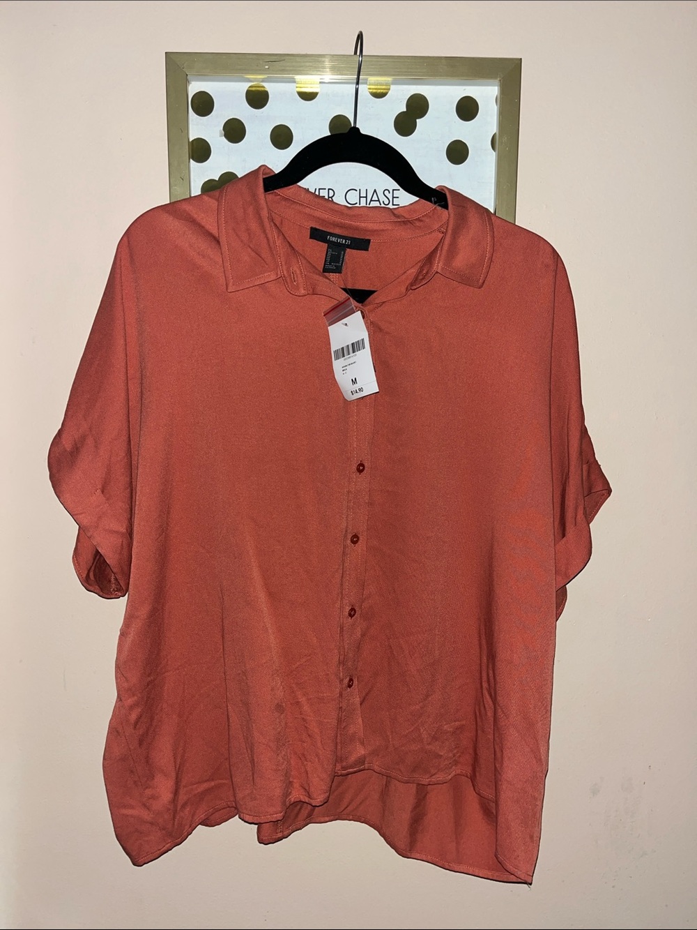 Forever 21 Burnt Orange Button-Down Collared Women's Top NWT — Size M